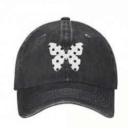 Black Polka Dot Butterfly Baseball Cap