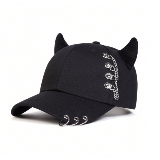 Horned Patchwork Baseball Cap Horned Patchwork Baseball Cap