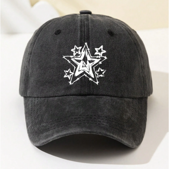 Hollow Star Print Fashionable Soft Top Baseball Cap, Hollow Star Print Fashionable Soft Top Baseball Cap,