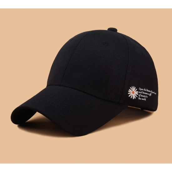 Flower & Slogan Graphic Baseball Cap Flower & Slogan Graphic Baseball Cap